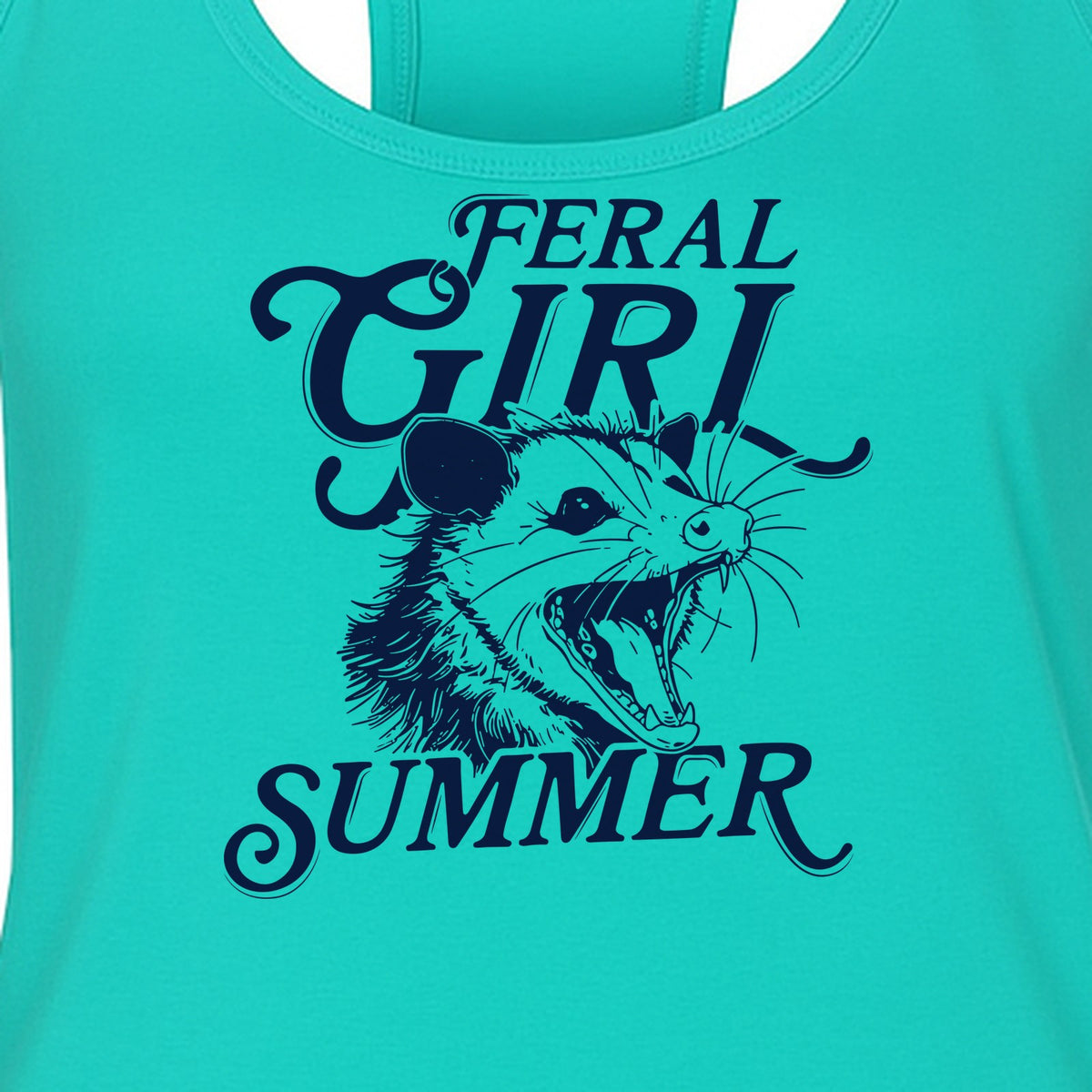 Feral Girl Summer Opossum Women's Racerback Tank Top for Animal Lovers