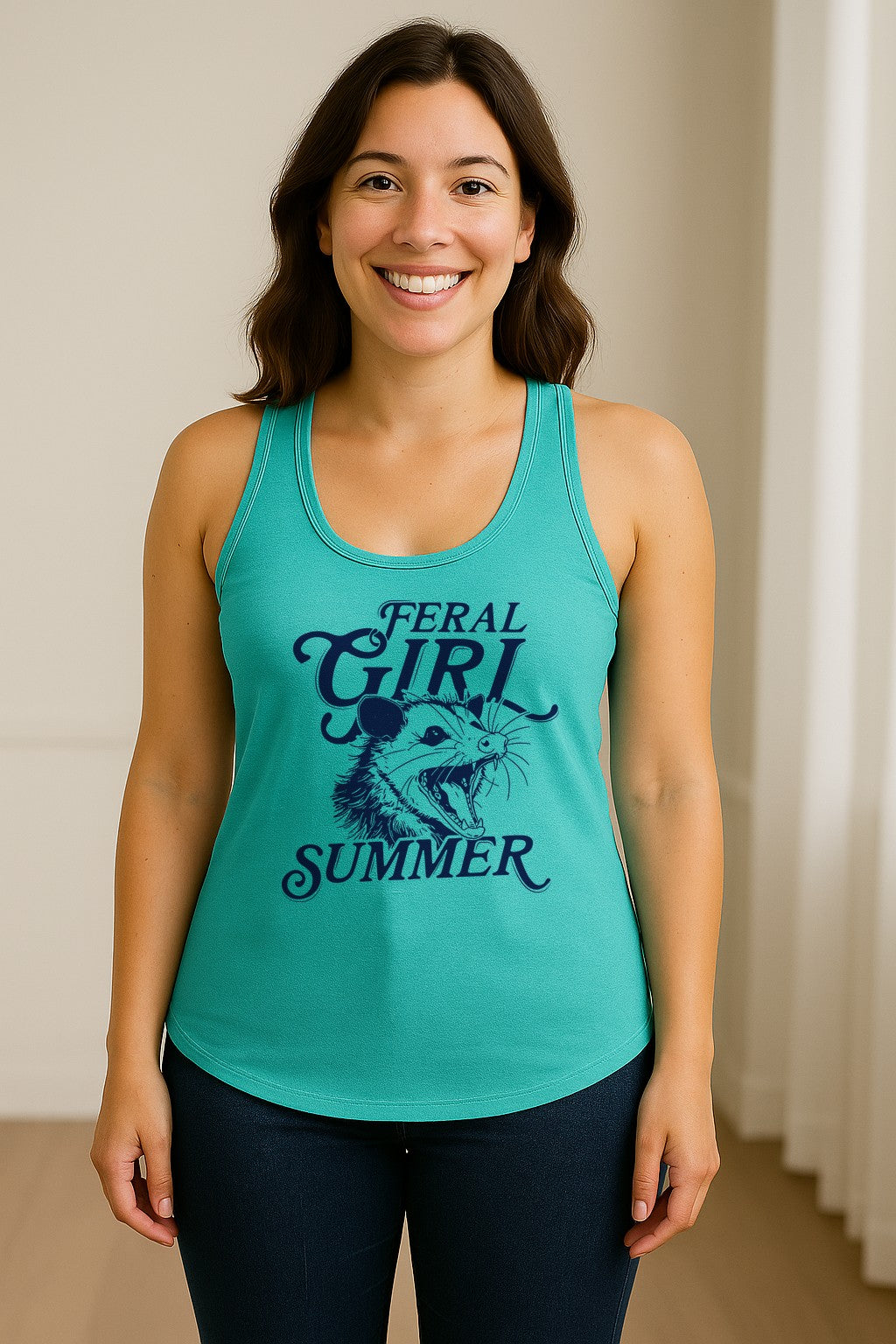 Feral Girl Summer Opossum Women's Racerback Tank Top for Animal Lovers
