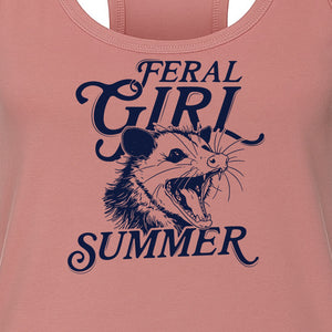 Feral Girl Summer Opossum Women's Racerback Tank Top for Animal Lovers