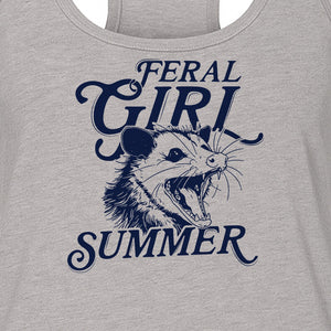 Feral Girl Summer Opossum Women's Racerback Tank Top for Animal Lovers