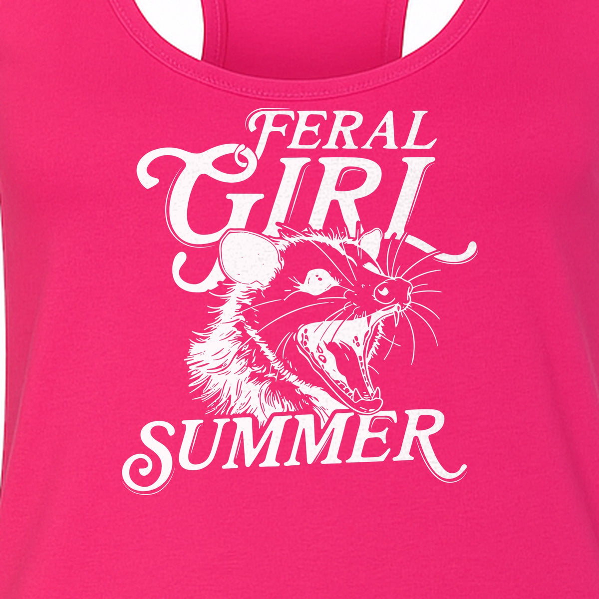Feral Girl Summer Opossum Women's Racerback Tank Top for Animal Lovers