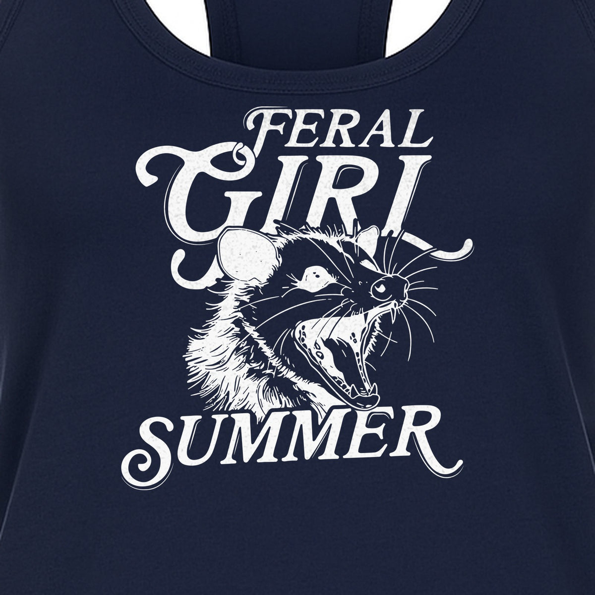 Feral Girl Summer Opossum Women's Racerback Tank Top for Animal Lovers
