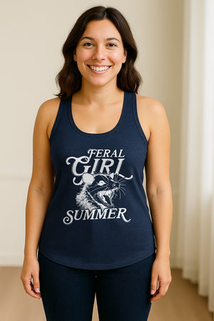 Feral Girl Summer Opossum Women's Racerback Tank Top for Animal Lovers