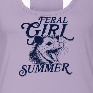 Feral Girl Summer Opossum Women's Racerback Tank Top for Animal Lovers