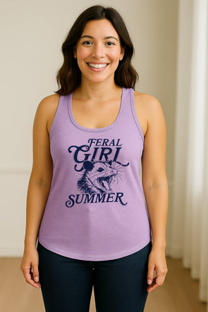 Feral Girl Summer Opossum Women's Racerback Tank Top for Animal Lovers