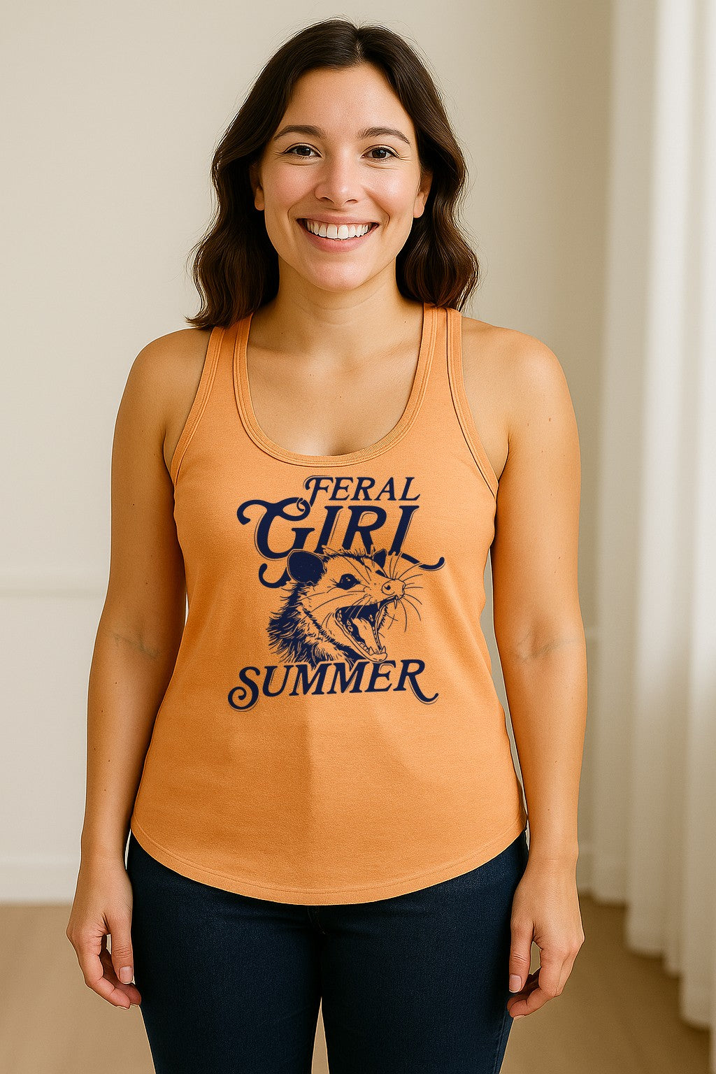 Feral Girl Summer Opossum Women's Racerback Tank Top for Animal Lovers