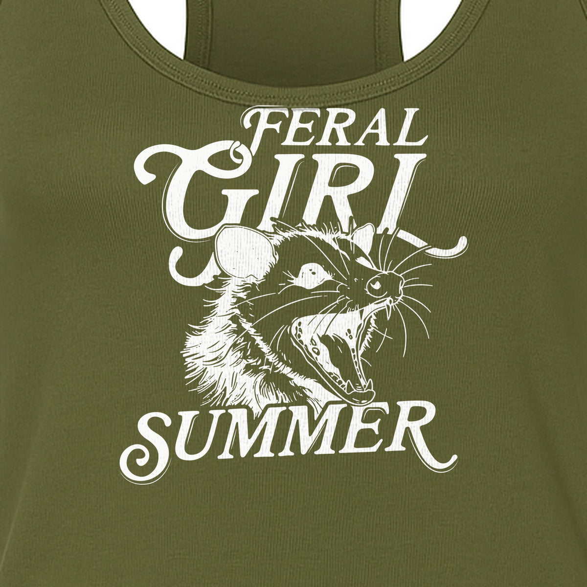 Feral Girl Summer Opossum Women's Racerback Tank Top for Animal Lovers