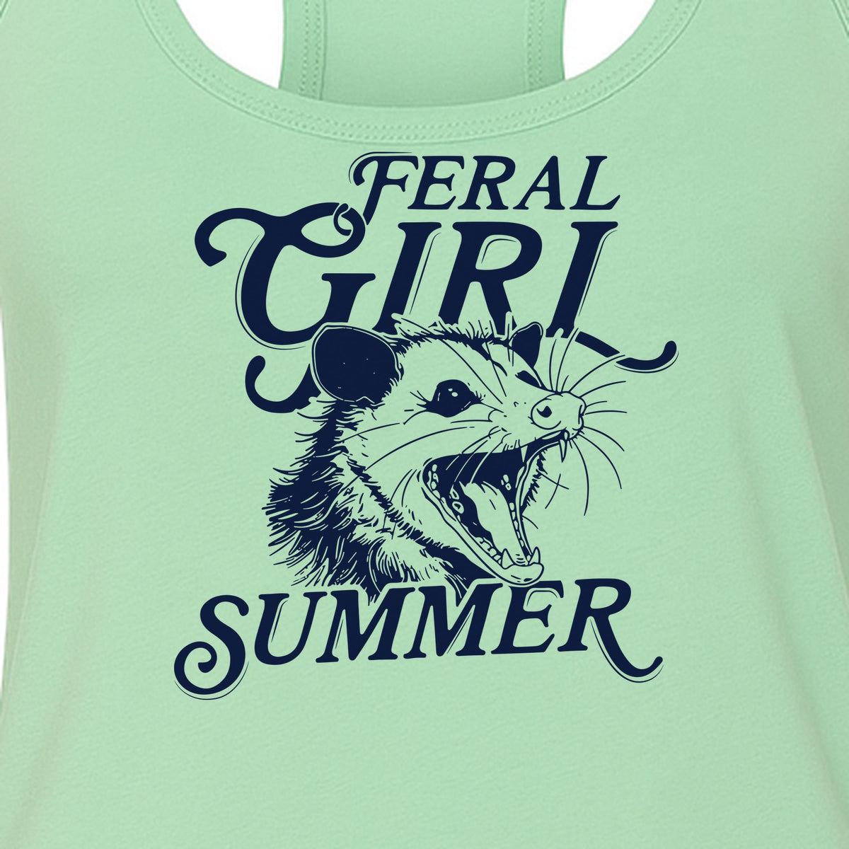 Feral Girl Summer Opossum Women's Racerback Tank Top for Animal Lovers