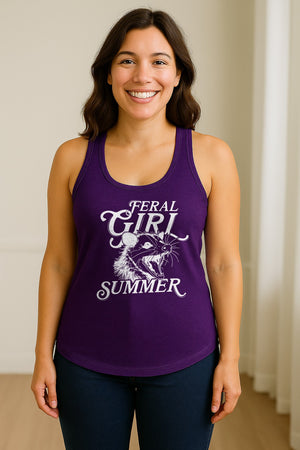 Feral Girl Summer Opossum Women's Racerback Tank Top for Animal Lovers