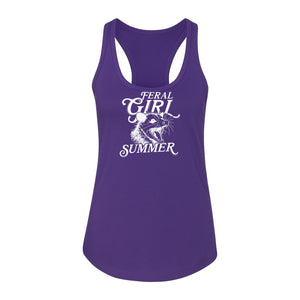 Feral Girl Summer Opossum Women's Racerback Tank Top for Animal Lovers