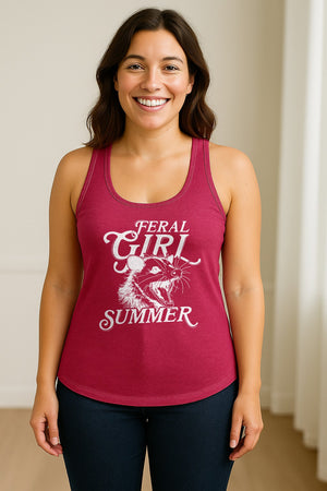 Feral Girl Summer Opossum Women's Racerback Tank Top for Animal Lovers