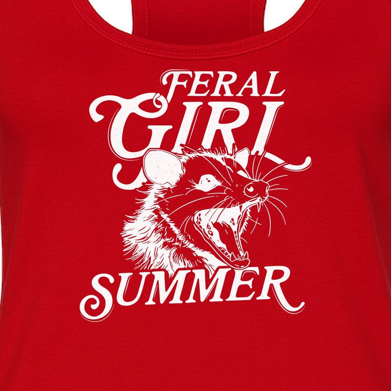 Feral Girl Summer Opossum Women's Racerback Tank Top for Animal Lovers