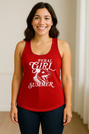 Feral Girl Summer Opossum Women's Racerback Tank Top for Animal Lovers