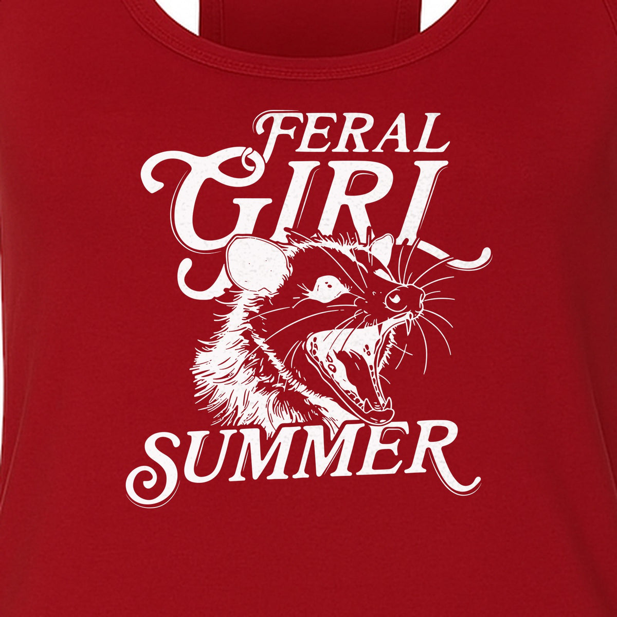 Feral Girl Summer Opossum Women's Racerback Tank Top for Animal Lovers