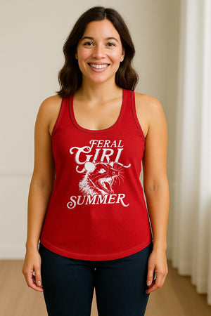 Feral Girl Summer Opossum Women's Racerback Tank Top for Animal Lovers