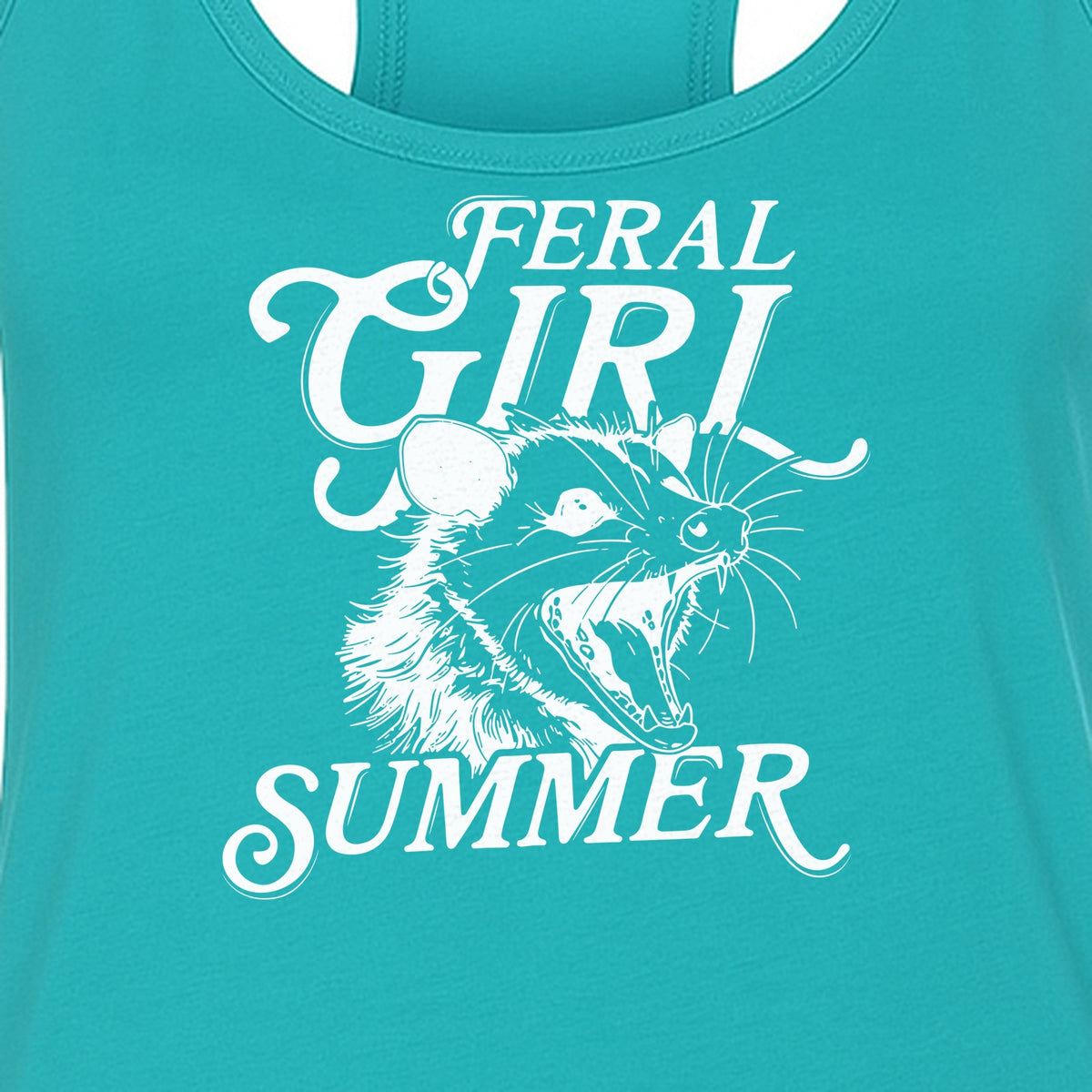 Feral Girl Summer Opossum Women's Racerback Tank Top for Animal Lovers