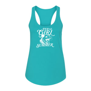 Feral Girl Summer Opossum Women's Racerback Tank Top for Animal Lovers