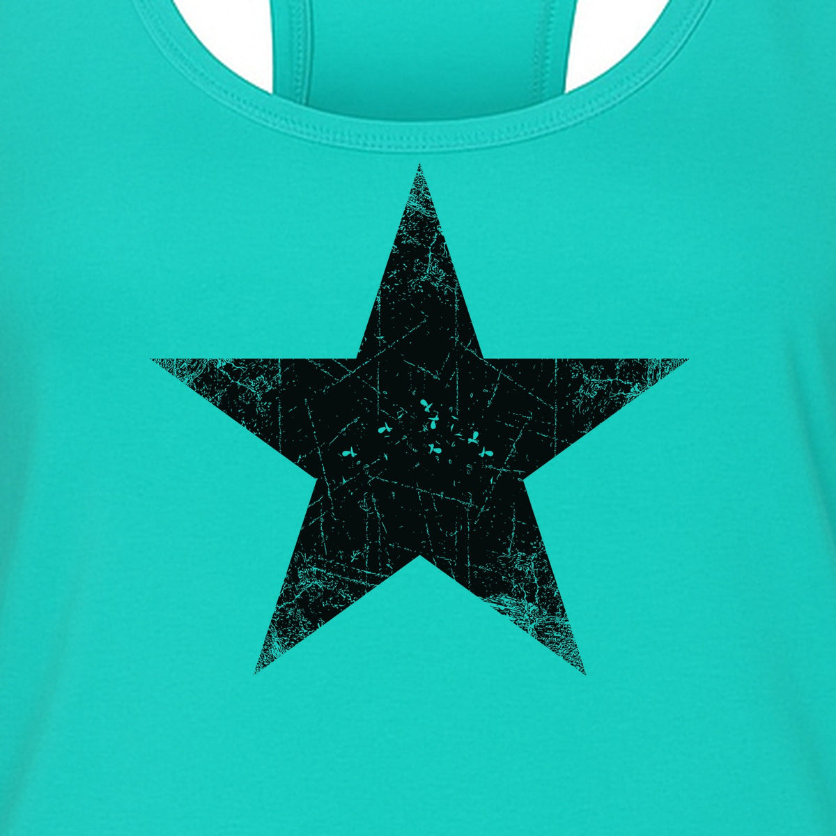Distressed Star Women's Racerback Tank Top, Patriotic Fourth of July and Memorial Day Apparel