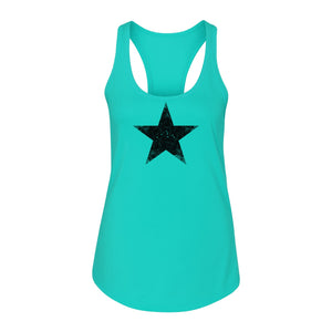 Distressed Star Women's Racerback Tank Top, Patriotic Fourth of July and Memorial Day Apparel