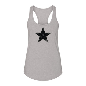 Distressed Star Women's Racerback Tank Top, Patriotic Fourth of July and Memorial Day Apparel