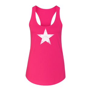 Distressed Star Women's Racerback Tank Top, Patriotic Fourth of July and Memorial Day Apparel