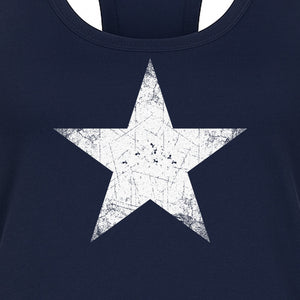 Distressed Star Women's Racerback Tank Top, Patriotic Fourth of July and Memorial Day Apparel