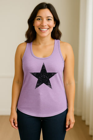 Distressed Star Women's Racerback Tank Top, Patriotic Fourth of July and Memorial Day Apparel