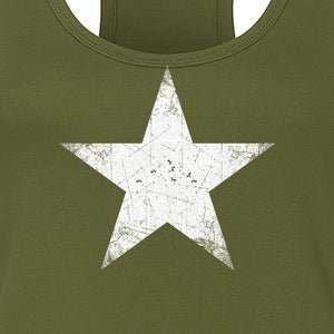 Distressed Star Women's Racerback Tank Top, Patriotic Fourth of July and Memorial Day Apparel