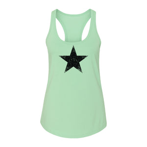 Distressed Star Women's Racerback Tank Top, Patriotic Fourth of July and Memorial Day Apparel
