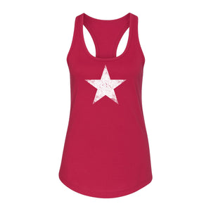 Distressed Star Women's Racerback Tank Top, Patriotic Fourth of July and Memorial Day Apparel