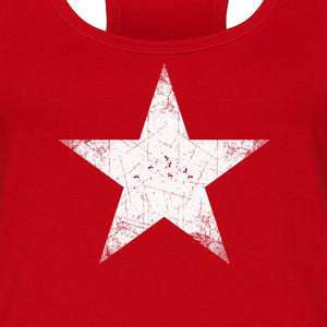 Distressed Star Women's Racerback Tank Top, Patriotic Fourth of July and Memorial Day Apparel
