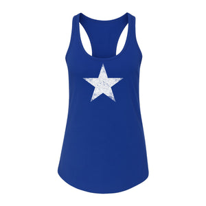 Distressed Star Women's Racerback Tank Top, Patriotic Fourth of July and Memorial Day Apparel