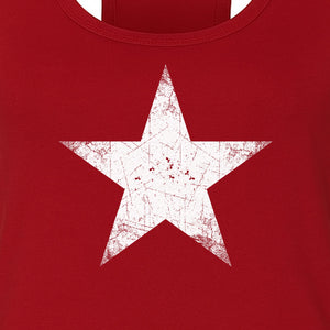 Distressed Star Women's Racerback Tank Top, Patriotic Fourth of July and Memorial Day Apparel
