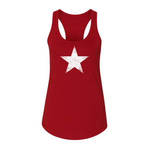 Distressed Star Women's Racerback Tank Top, Patriotic Fourth of July and Memorial Day Apparel
