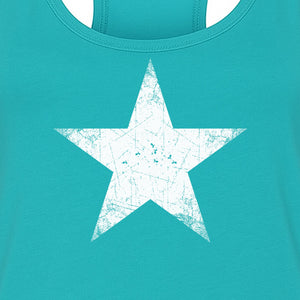 Distressed Star Women's Racerback Tank Top, Patriotic Fourth of July and Memorial Day Apparel