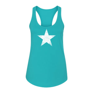 Distressed Star Women's Racerback Tank Top, Patriotic Fourth of July and Memorial Day Apparel