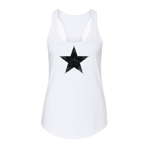 Distressed Star Women's Racerback Tank Top, Patriotic Fourth of July and Memorial Day Apparel