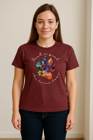 Just a Girl Who Loves Dogs T-Shirt, Colorful Paw Print Design for Puppy Moms and Pet Parents
