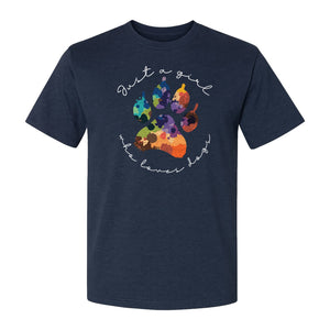 Just a Girl Who Loves Dogs T-Shirt, Colorful Paw Print Design for Puppy Moms and Pet Parents