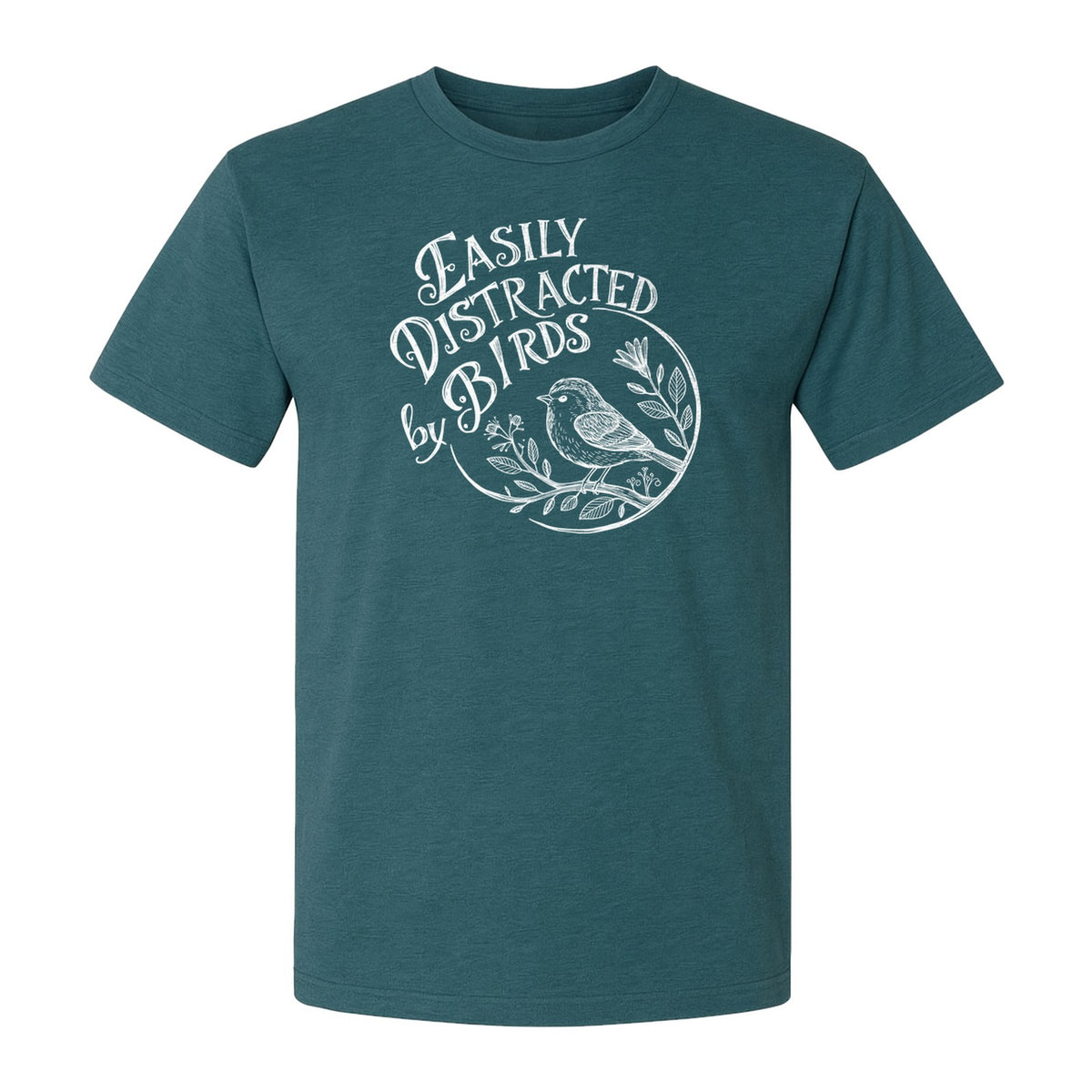 Bird T-Shirt, Easily Distracted By Birds Sketch Design for Birdwatchers and Nature Lovers