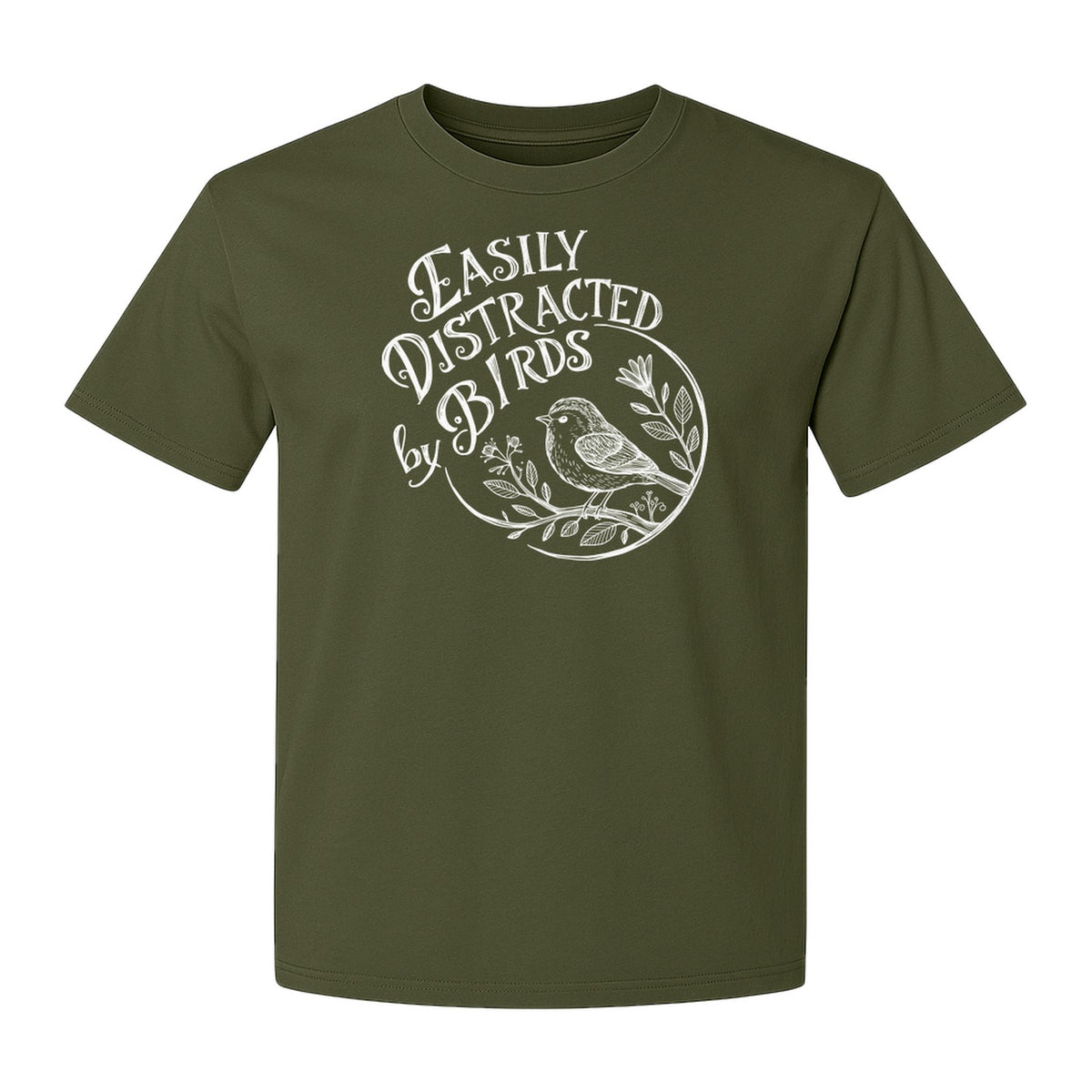 Bird T-Shirt, Easily Distracted By Birds Sketch Design for Birdwatchers and Nature Lovers