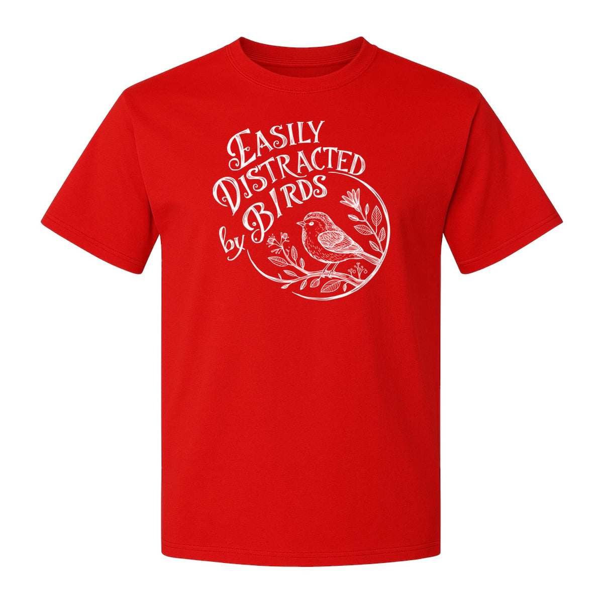 Bird T-Shirt, Easily Distracted By Birds Sketch Design for Birdwatchers and Nature Lovers