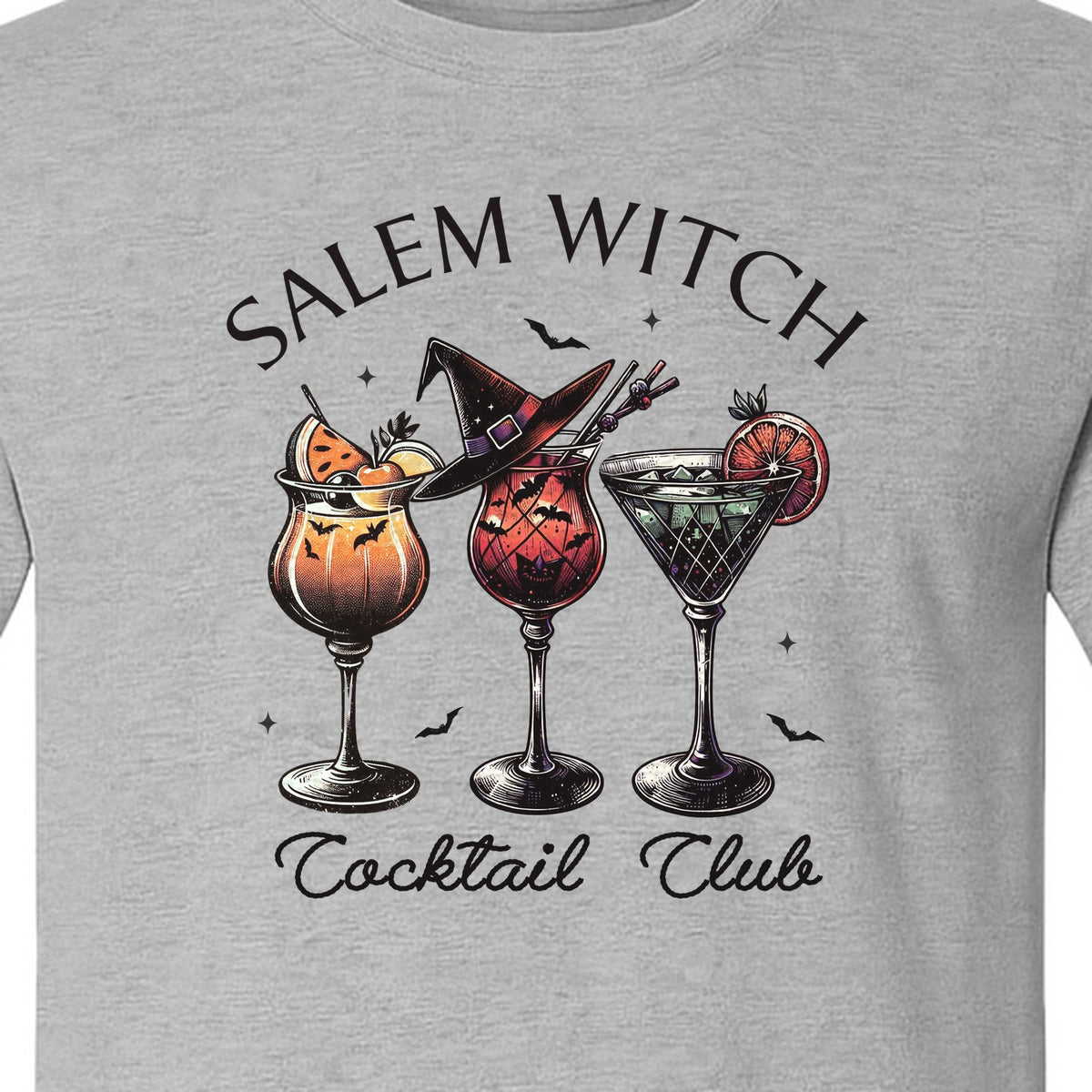 Halloween T-Shirt, Salem Witch Cocktail Club Graphic for Spooky Season Drink Fans