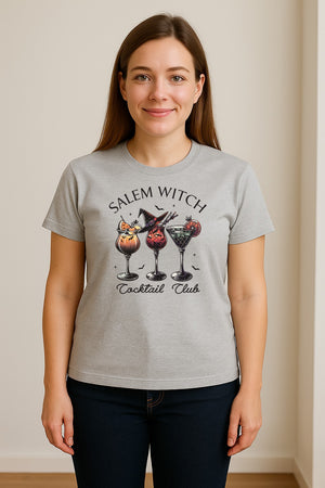 Halloween T-Shirt, Salem Witch Cocktail Club Graphic for Spooky Season Drink Fans