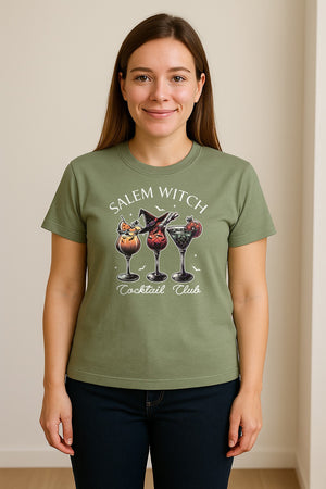 Halloween T-Shirt, Salem Witch Cocktail Club Graphic for Spooky Season Drink Fans