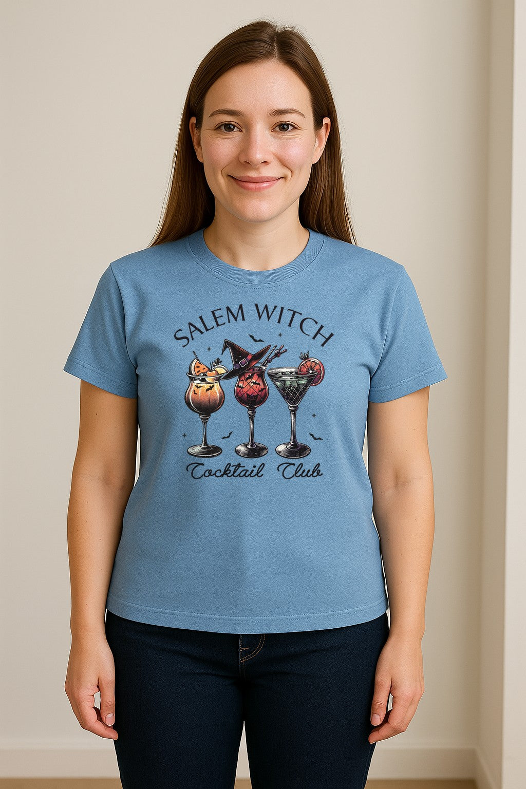 Halloween T-Shirt, Salem Witch Cocktail Club Graphic for Spooky Season Drink Fans