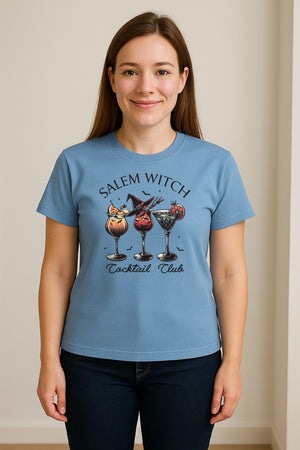 Halloween T-Shirt, Salem Witch Cocktail Club Graphic for Spooky Season Drink Fans