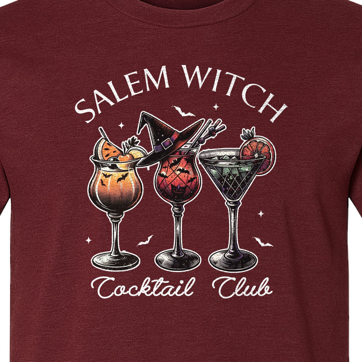 Halloween T-Shirt, Salem Witch Cocktail Club Graphic for Spooky Season Drink Fans