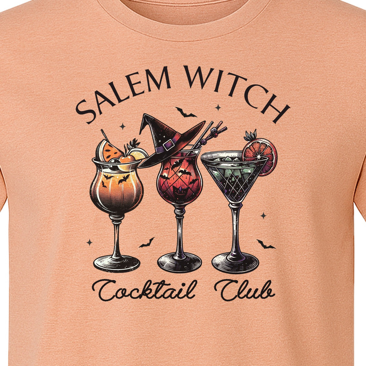 Halloween T-Shirt, Salem Witch Cocktail Club Graphic for Spooky Season Drink Fans