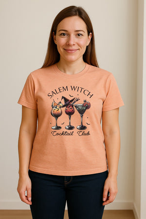 Halloween T-Shirt, Salem Witch Cocktail Club Graphic for Spooky Season Drink Fans